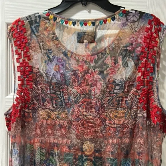 Johnny Was Colorful Embroidered Mesh Sleeveless Dress NO SLIP INCLUDED SZ XL - Picture 5 of 5